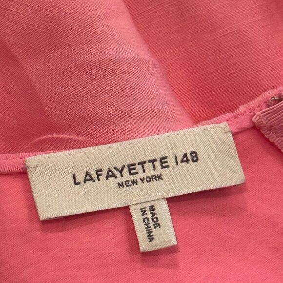 LAFAYETTE 148 NEW YORK Pink Silk & Linen Midi Dress 4 - Picture 4 of 5
